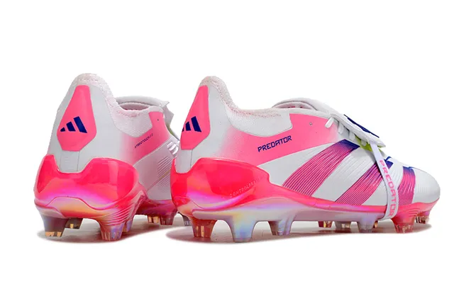 Adidas Predator White Pink Low-Cut Molded-Stud Boot Asymmetrical Lacing Firm-Ground Soccer Shoes 5