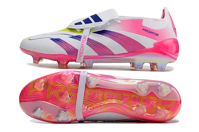 Adidas Predator White Pink Low-Cut Molded-Stud Boot Asymmetrical Lacing Firm-Ground Soccer Shoes 6