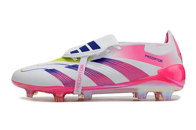 Adidas Predator White Pink Low-Cut Molded-Stud Boot Asymmetrical Lacing Firm-Ground Soccer Shoes 7