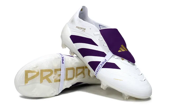 Adidas Predator White Purple Low-Cut Molded Upper Three-Stripe Overlay Firm-Ground Soccer Shoes 4