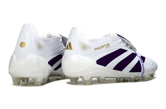 Adidas Predator White Purple Low-Cut Molded Upper Three-Stripe Overlay Firm-Ground Soccer Shoes 5