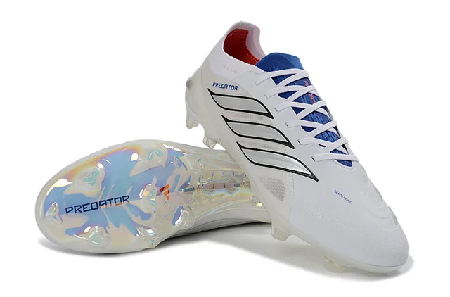 Adidas Predator White Silver Synthetic Upper Metallic 3-Stripes Firm-Ground Soccer Shoes 11