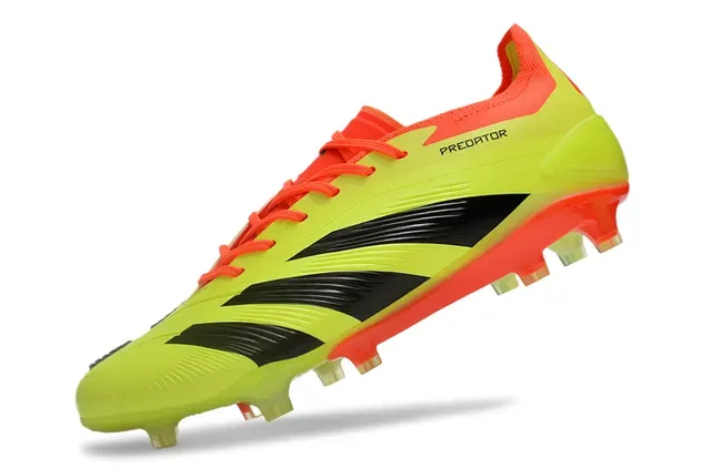 Adidas Predator Amarelo Laranja Neón Upper Cadarços E Calcanhar Campo Firme Sapatos de Futebol 3
