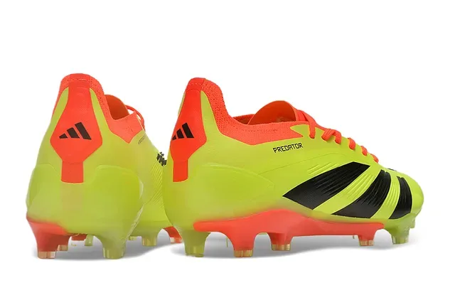Adidas Predator Amarelo Laranja Neón Upper Cadarços E Calcanhar Campo Firme Sapatos de Futebol 4