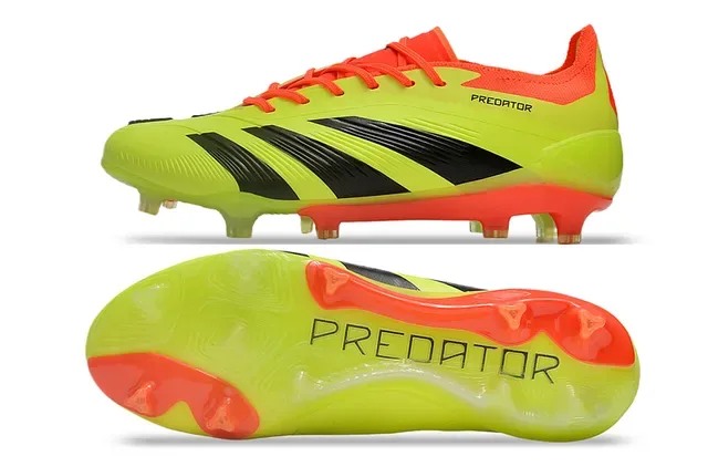 Adidas Predator Amarelo Laranja Neón Upper Cadarços E Calcanhar Campo Firme Sapatos de Futebol 6