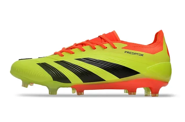 Adidas Predator Amarelo Laranja Neón Upper Cadarços E Calcanhar Campo Firme Sapatos de Futebol 7
