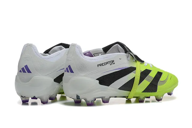 Adidas Predator Yellow White Laceless Strap Closure Neon Forefoot Cage Firm-Ground Soccer Shoes 2
