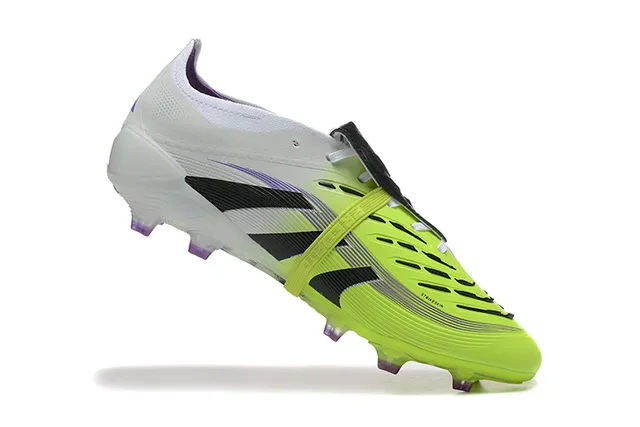 Adidas Predator Yellow White Laceless Strap Closure Neon Forefoot Cage Firm-Ground Soccer Shoes 4