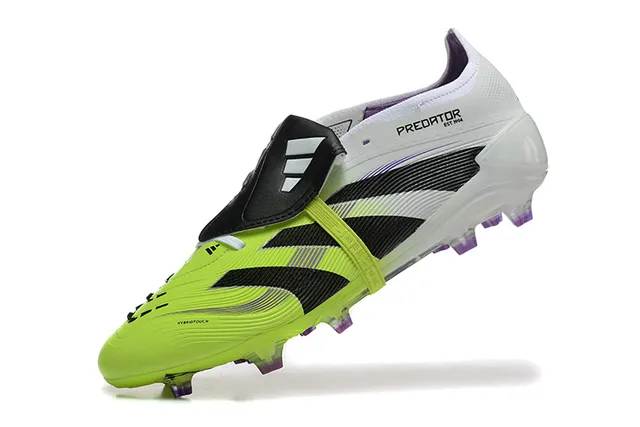 Adidas Predator Yellow White Laceless Strap Closure Neon Forefoot Cage Firm-Ground Soccer Shoes 5