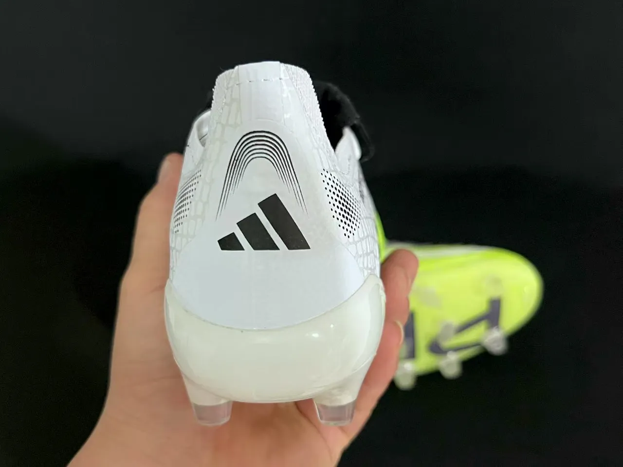 Adidas Predator Yellow White Laceless Strap Closure Neon Hybrid-Touch Upper Firm-Ground Soccer Shoes 4