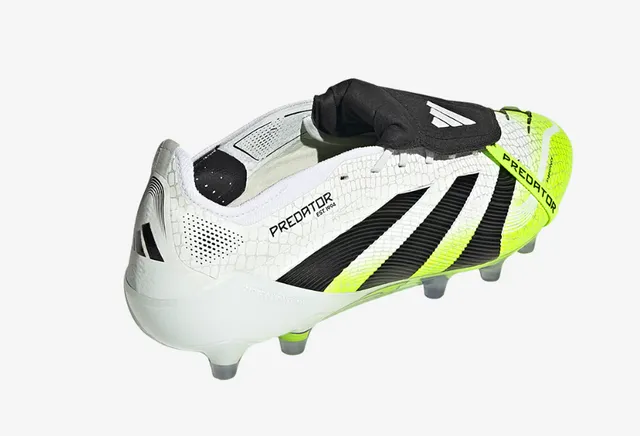 Adidas Predator Yellow White Laceless Strap Closure Neon Hybrid-Touch Upper Firm-Ground Soccer Shoes 10