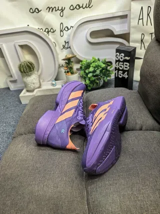 Adidas Purple and Orange Three-Stripe Platform Lifestyle Sneakers 6