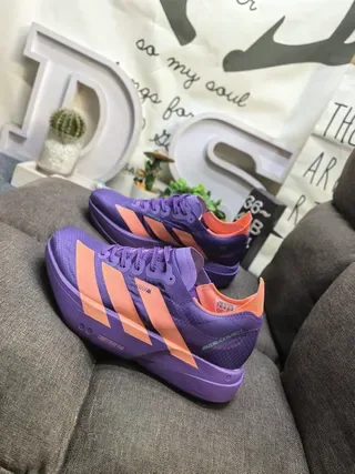 Adidas Purple and Orange Three-Stripe Platform Lifestyle Sneakers 7