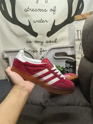 Adidas Red White Suede Upper Three Stripes Lifestyle Sneakers 5