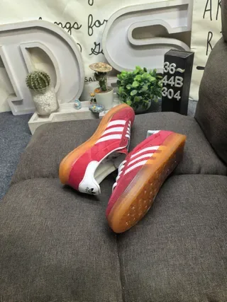 Adidas Red White Suede Upper Three Stripes Lifestyle Sneakers 6