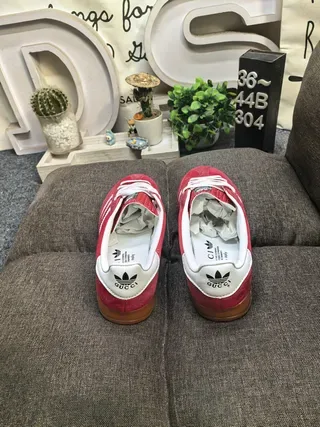 Adidas Red White Suede Upper Three Stripes Lifestyle Sneakers 8