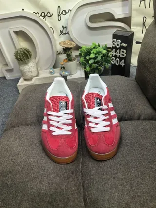 Adidas Red White Suede Upper Three Stripes Lifestyle Sneakers 10
