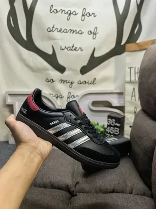 Adidas Samba Black and Pink Leather Lifestyle Sneakers 5