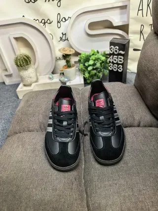 Adidas Samba Black and Pink Leather Lifestyle Sneakers 10