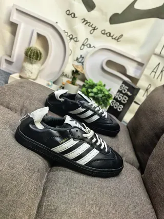 Adidas Samba Black and White Leather Lifestyle Sneakers 9