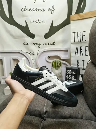 Adidas Samba Black and White Leather Lifestyle Sneakers 5