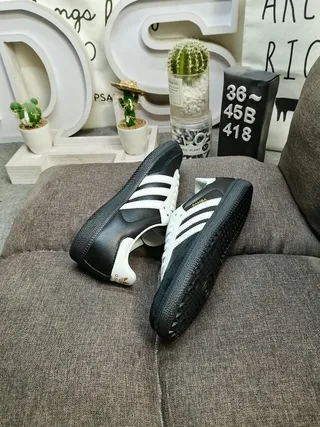 Adidas Samba Black and White Leather Lifestyle Sneakers 6