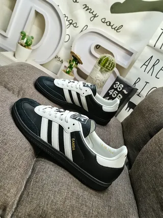 Adidas Samba Black and White Leather Lifestyle Sneakers 7