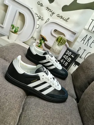 Adidas Samba Black and White Leather Lifestyle Sneakers 9