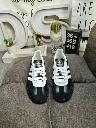Adidas Samba Black and White Leather Lifestyle Sneakers 10