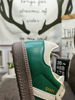 Adidas Samba Green and White Lifestyle Sneakers 23