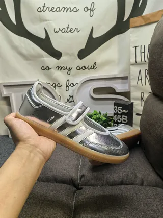 Adidas Samba Metallic Silver Laceless Lifestyle Sneakers 5