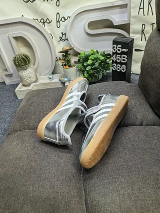Adidas Samba Metallic Silver Laceless Lifestyle Sneakers 6