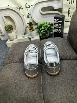Adidas Samba Metallic Silver Laceless Lifestyle Sneakers 8