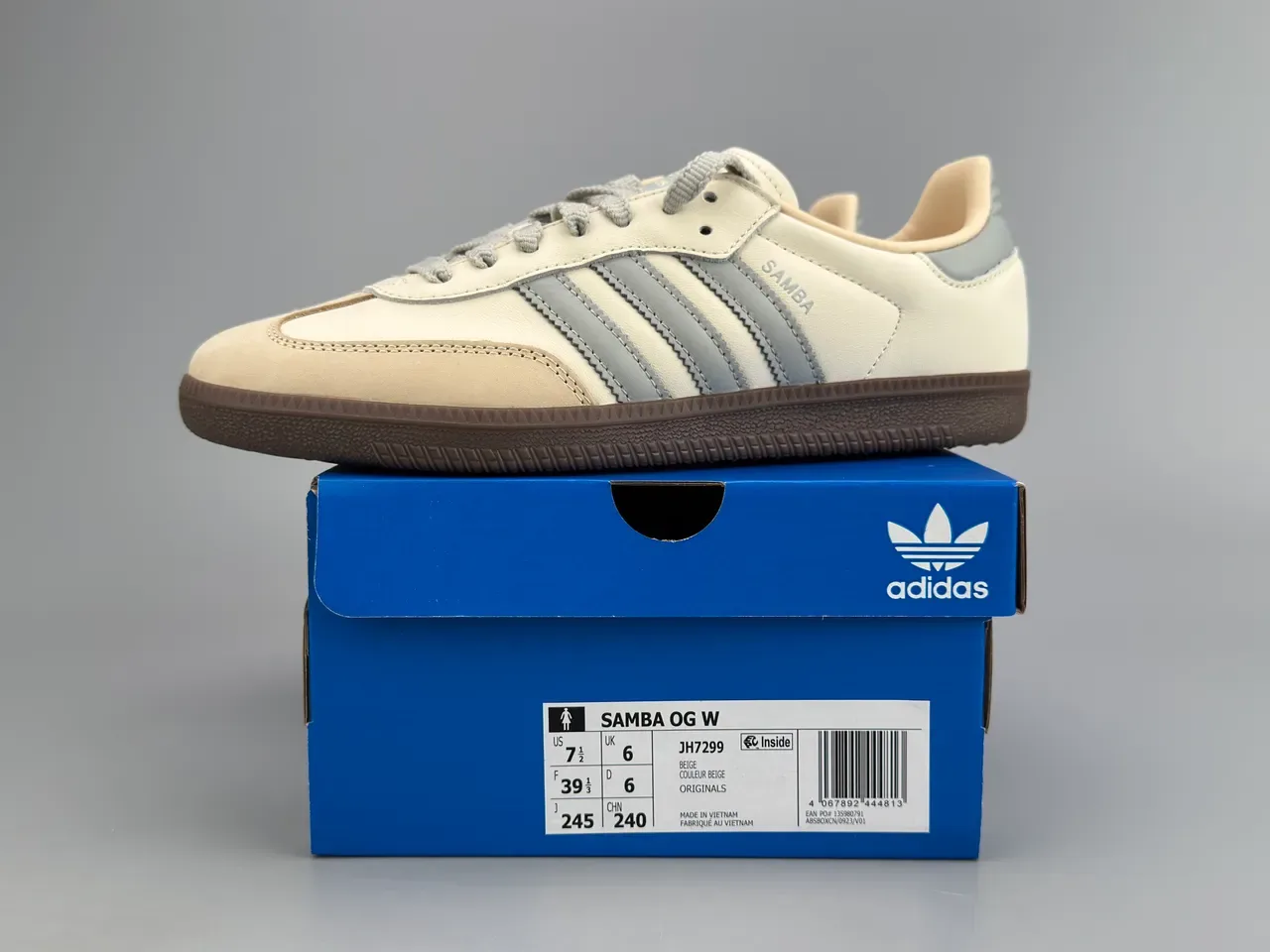 Adidas Samba Off-White and Gray Lifestyle Sneakers 4
