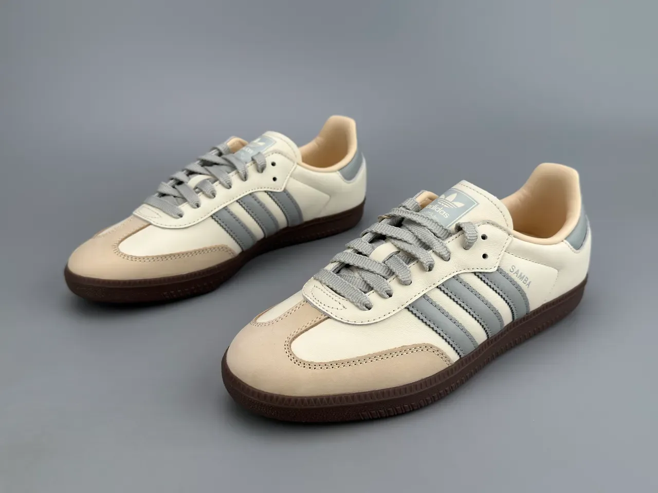 Adidas Samba Off-White and Gray Lifestyle Sneakers 5