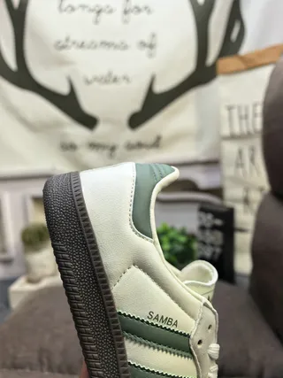 Adidas Samba Off-White and Green Lifestyle Sneakers 3