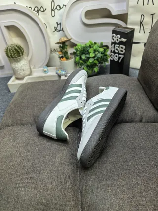 Adidas Samba Off-White and Green Lifestyle Sneakers 6