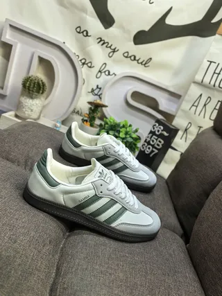 Adidas Samba Off-White and Green Lifestyle Sneakers 9