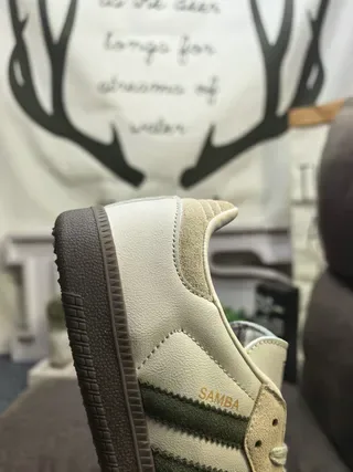 Adidas Samba Off-White and Olive Green Lifestyle Sneakers 3