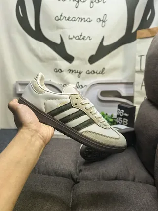 Adidas Samba Off-White and Olive Green Lifestyle Sneakers 5