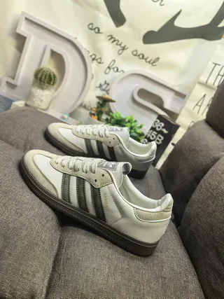 Adidas Samba Off-White and Olive Green Lifestyle Sneakers 7