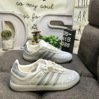 Adidas Samba Off-White Glitter Stripe Lifestyle Sneakers