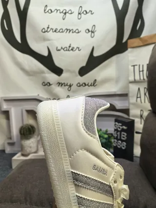Adidas Samba Off-White Glitter Stripe Lifestyle Sneakers 3