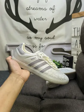 Adidas Samba Off-White Glitter Stripe Lifestyle Sneakers 5