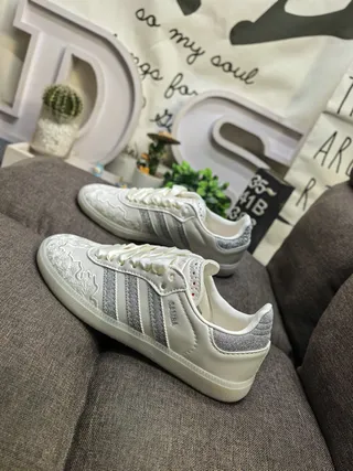 Adidas Samba Off-White Glitter Stripe Lifestyle Sneakers 7