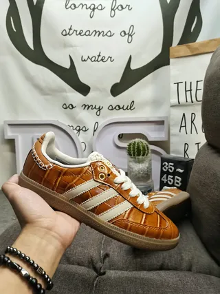 Adidas Samba OG Croc-Embossed Tan Lifestyle Sneakers 6