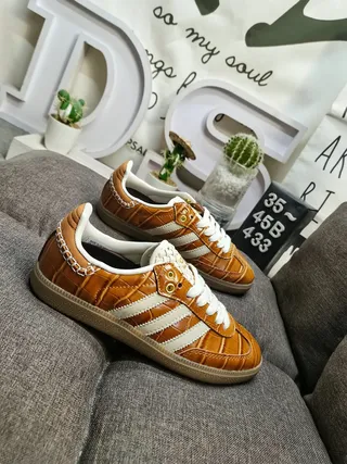 Adidas Samba OG Croc-Embossed Tan Lifestyle Sneakers 9
