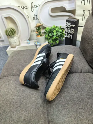 Adidas Samba Zapatos Mary Jane Rosa Beige Sin Cordones con Correa de Velcro 6