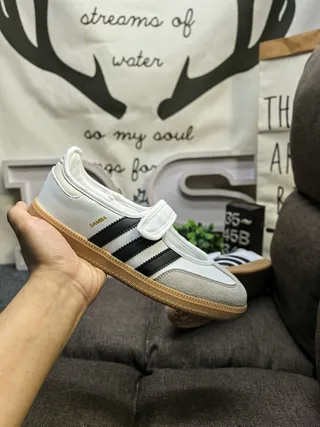 Adidas Samba Zapatos Mary Jane Rosa Beige Sin Cordones con Correa de Velcro 15