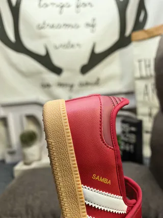 Adidas Samba Zapatos Mary Jane Rosa Beige Sin Cordones con Correa de Velcro 23